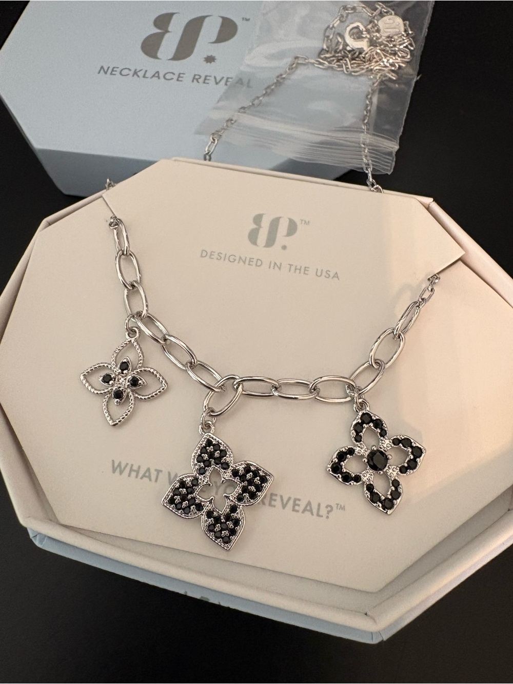 BP “Always Triple Booked” Necklace with Black Onyx Clover Charms
